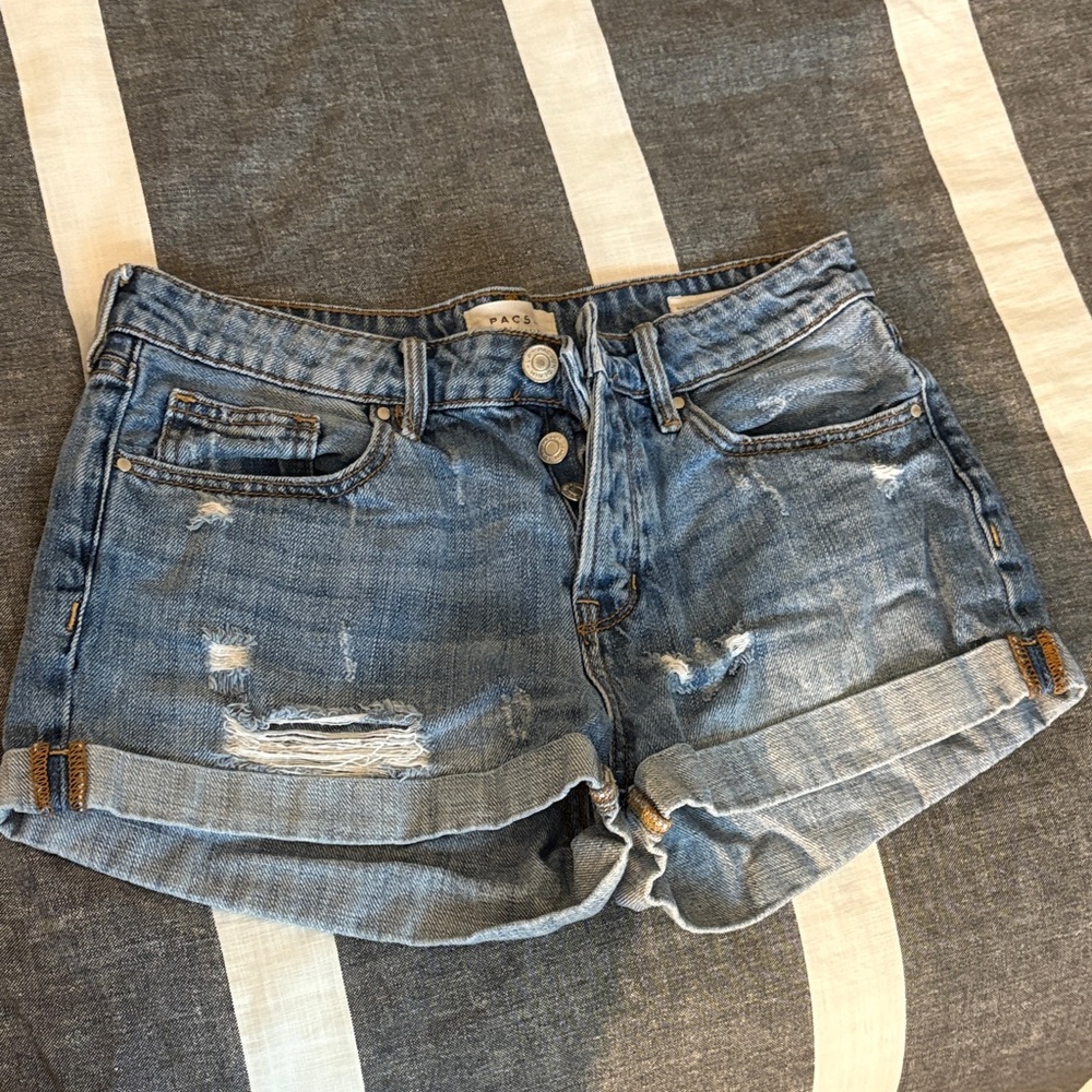 Blue Distressed Jean Shorts